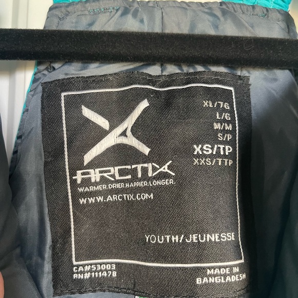 Arctix Youth XS Insulated Snow Bibs Teal Blue - Picture 3 of 6